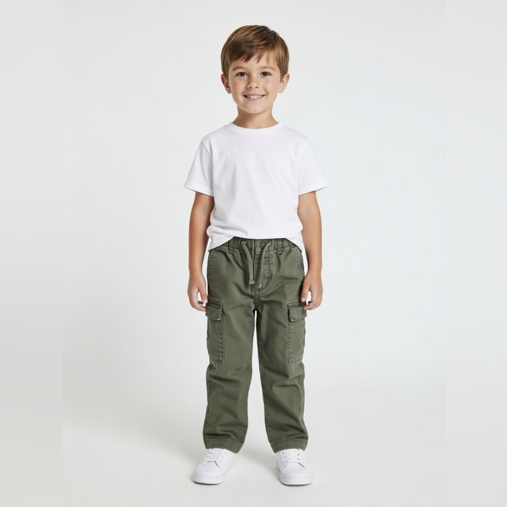 Polo Ralph Lauren Boys 3T Olive Green Cargo Pants Cotton Drawstring